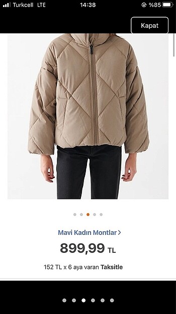 s Beden Mavi jeans bej şişme mont