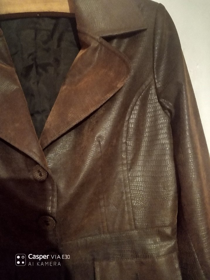 Kahverengi Deri Kadın Ceket - Görsel 2