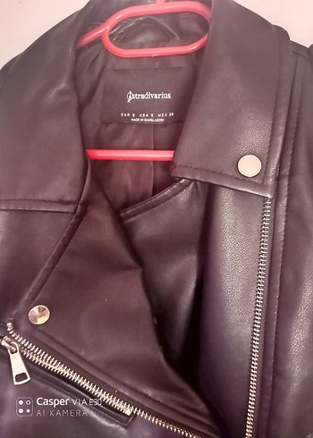 Kadın Siyah Deri Biker Ceket Kemerli - Görsel 3