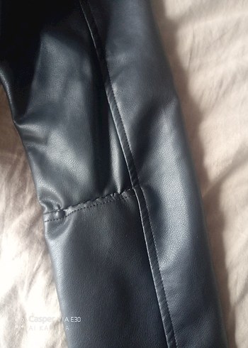 Kadın Siyah Deri Biker Ceket Kemerli - Görsel 7