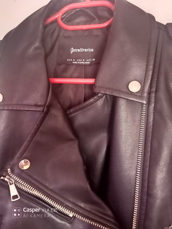 Kadın Siyah Deri Biker Ceket Kemerli - Görsel 3