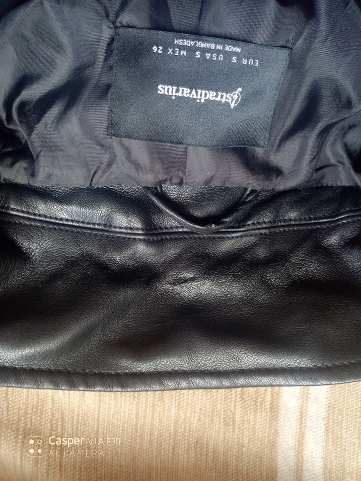 Kadın Siyah Deri Biker Ceket Kemerli - Görsel 5