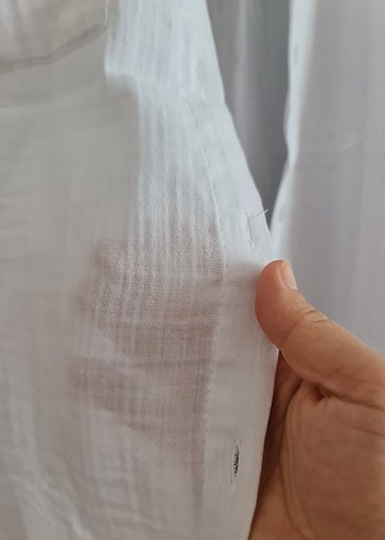 Diğer Düğmeli Kolsuz Beyaz Keten Gömlek