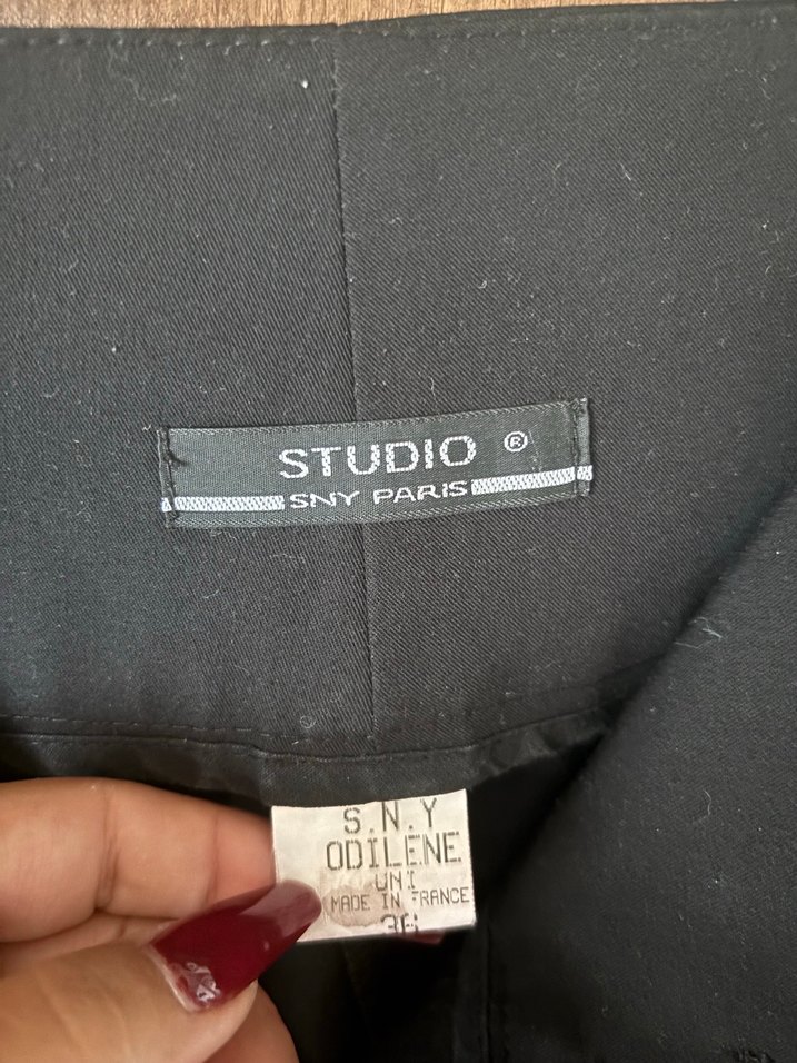 Düğmeli Siyah Mini Goth Kadın kumaş pantolon - Görsel 3