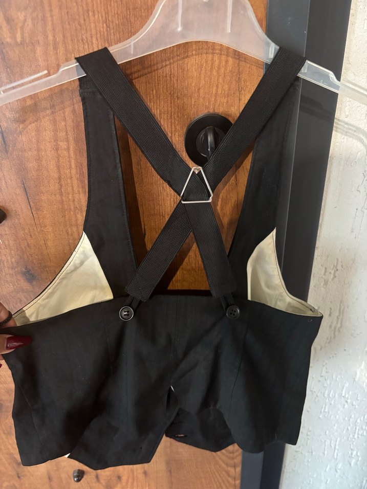 Kadın Siyah Deri Halter Yaka Kemerli Yelek river island - Görsel 2