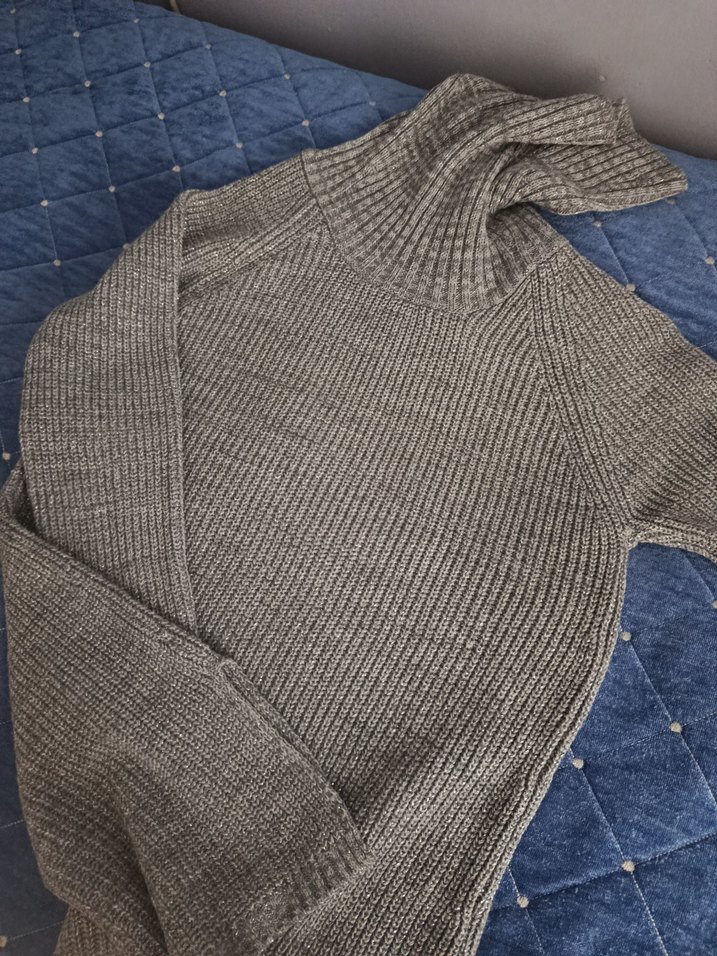 Gri Simli Örgü Boğazlı Kadın Kazak - Görsel 5