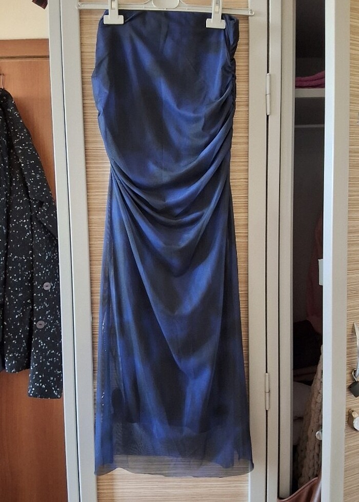 Trenyolmilla drapeli lacivert etek - Görsel 2