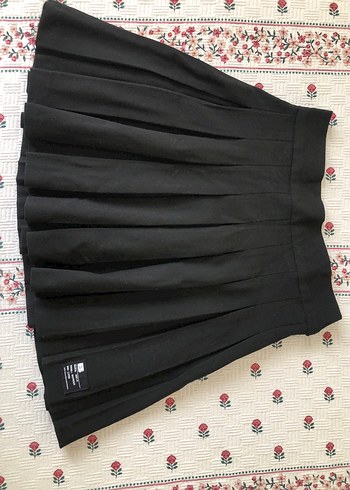 xs Beden siyah Renk Siyah Pilili Pamuk Mini Etek