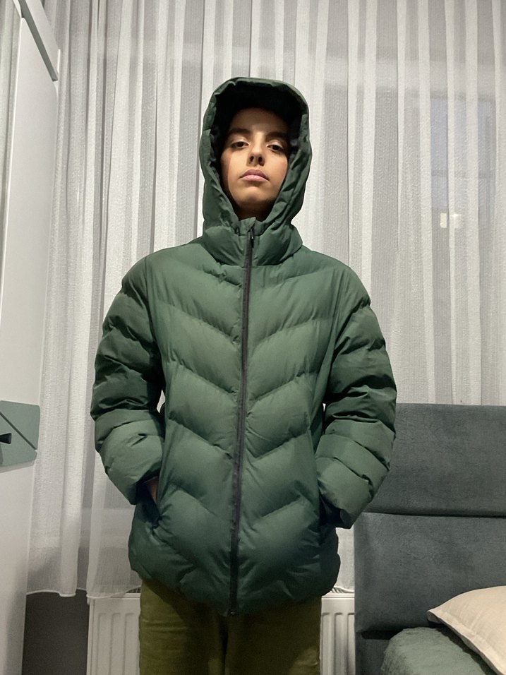 Erkek Çocuk Koyu Yeşil Kapüşonlu Mont - Görsel 2