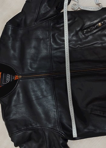 l Beden Siyah Deri Biker Ceket