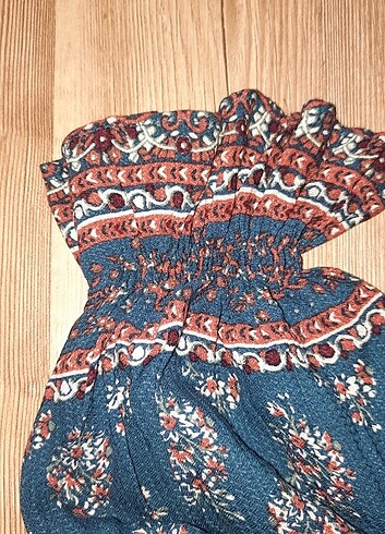 Batik Omzu düşük beli lastikli uzun elbise