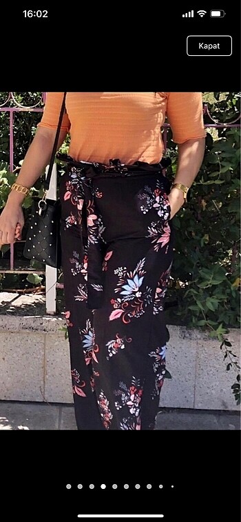 Çiçekli plazo pant.(buluz hediye)
