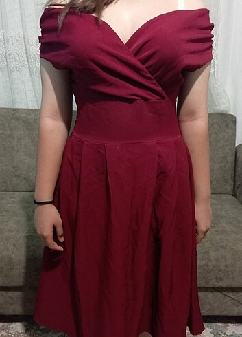 Assortie Bordo midi elbise 