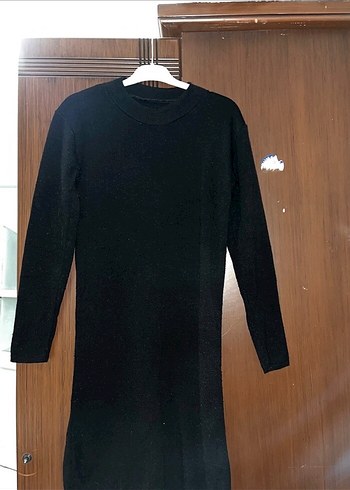 Zara Siyah Kadın Uzun Kollu Uzun Elbise triko