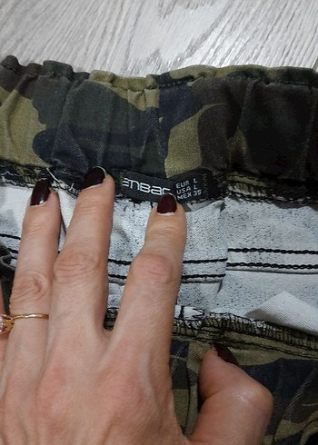 l Beden Kahverengi yeşil Kamuflaj Desenli Pantolon