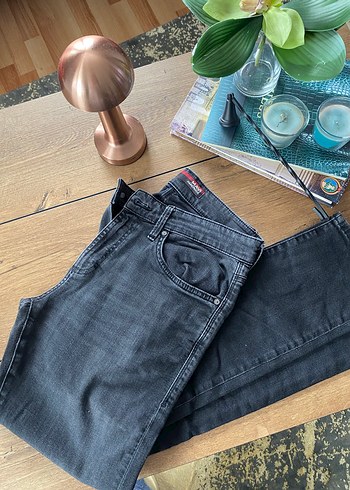 Siyah-griy Erkek Regular Fit Denim Pantolon