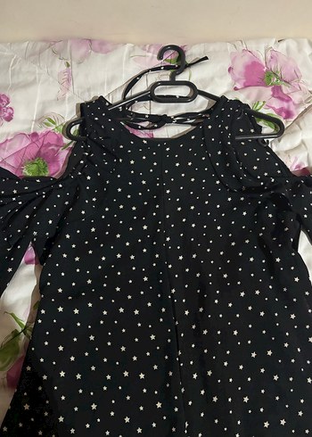 Uzun Kollu Siyah Puantiyeli Bohem Elbise - Görsel 3