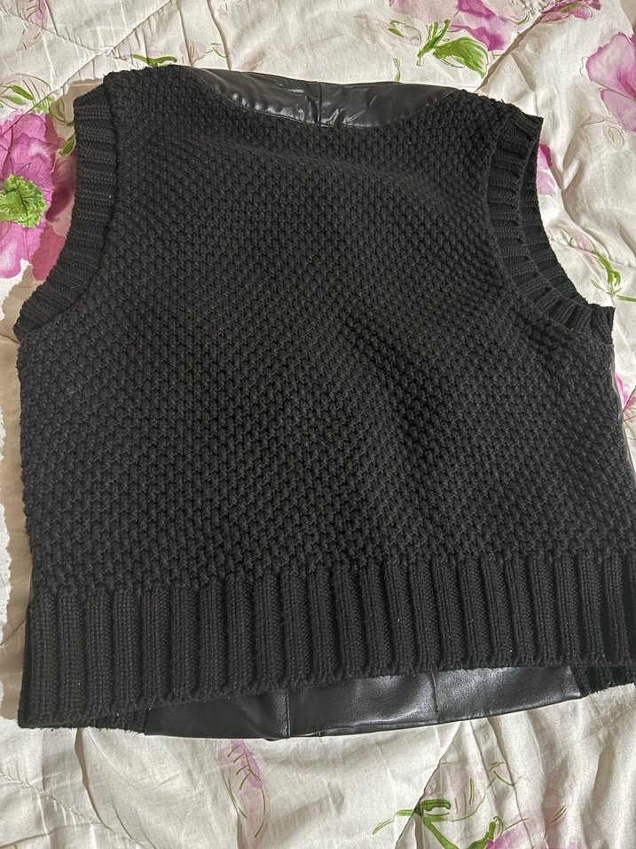 Siyah Deri Kolsuz Biker Ceket - Görsel 2