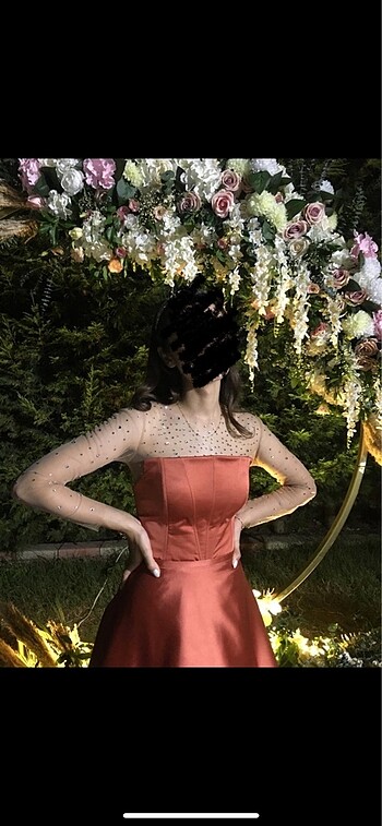 34 Beden turuncu Renk Nişan Elbise