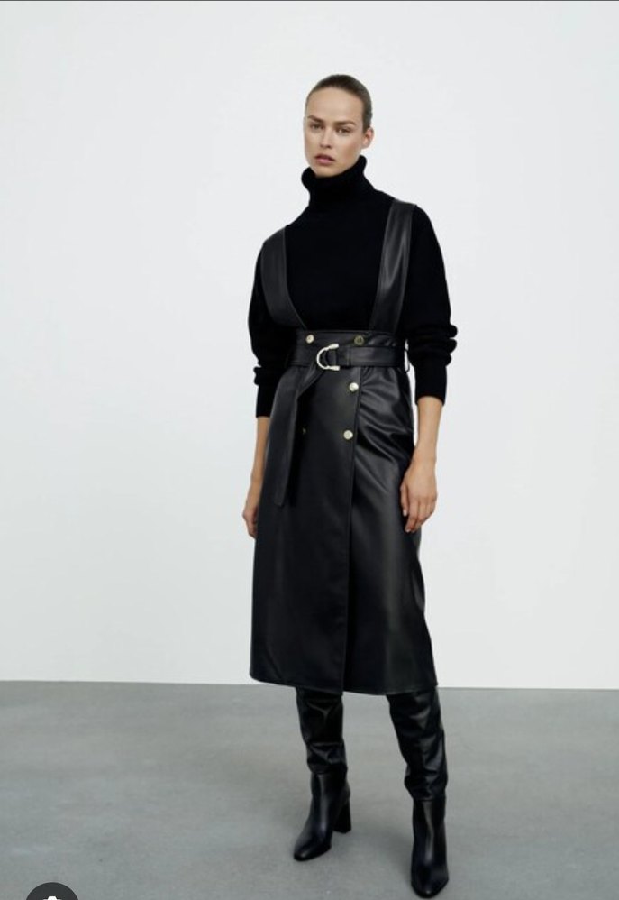 Siyah Deri Ofis Elbisesi - Görsel 4