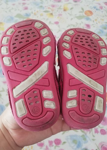 19 Beden Kız Bebek İlk Adım Ayakkabısı Pembe Velcro