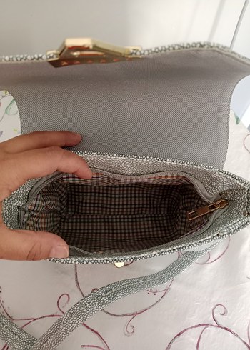 Beden Gri Yılan Desenli Tokalı Kadın Çanta