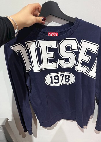 Diesel Mavi Erkek Sweatshirt Baskili Fermuarli