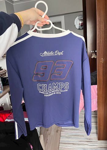 Mavi Baskılı Kadın Sweatshirt Velcro Detaylı - Görsel 3