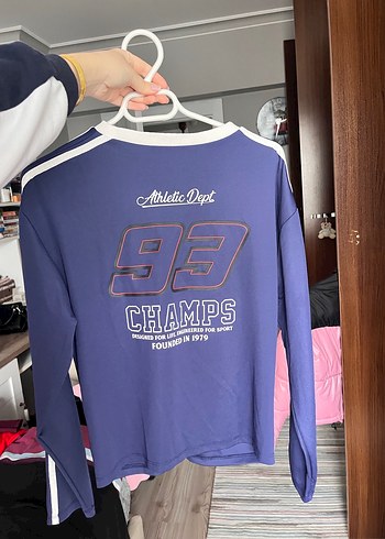 Mavi Baskılı Kadın Sweatshirt Velcro Detaylı - Görsel 4