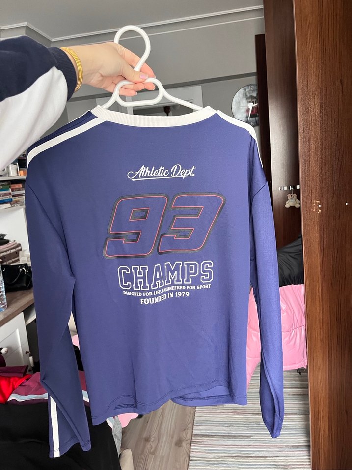 Mavi Baskılı Kadın Sweatshirt Velcro Detaylı - Görsel 4