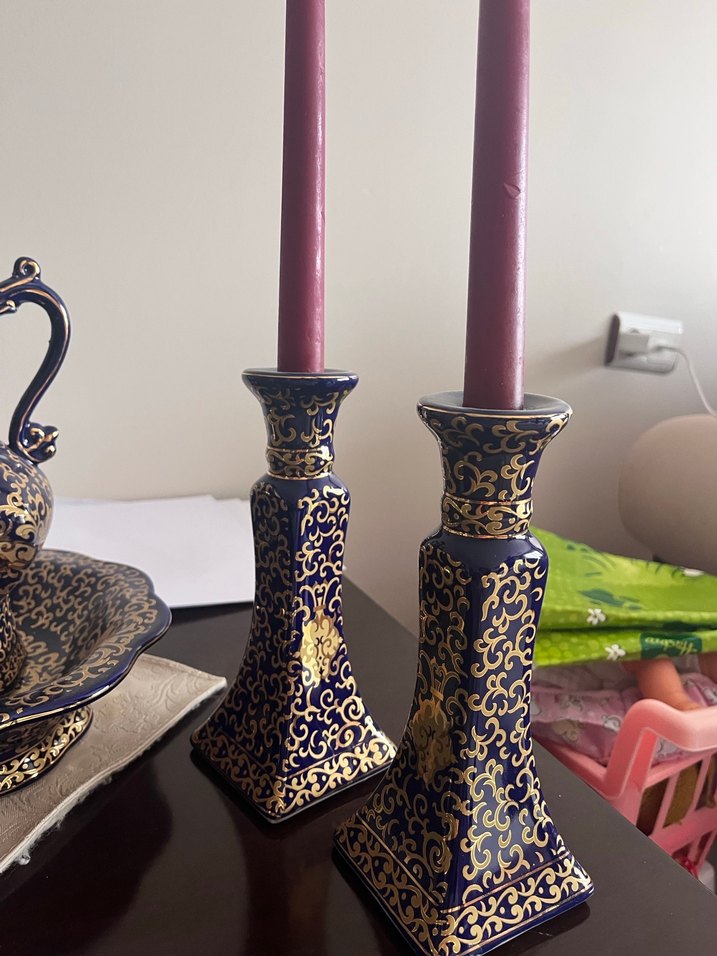 Koyu Altın Desenli Koyu Mavi Set Güral Porselen - Görsel 3