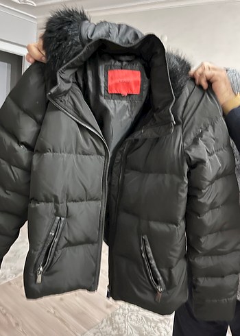 Gri Kadın Kışlık Kürklü Sokak Stili Mont - Görsel 3