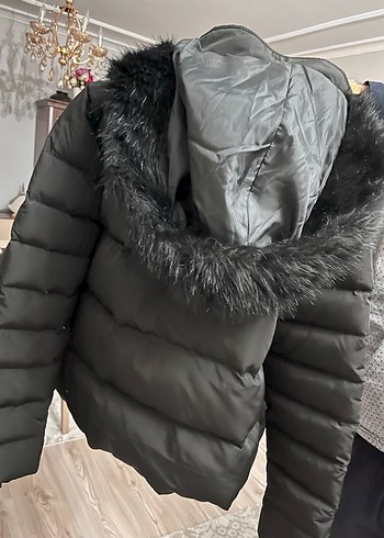 Gri Kadın Kışlık Kürklü Sokak Stili Mont - Görsel 4