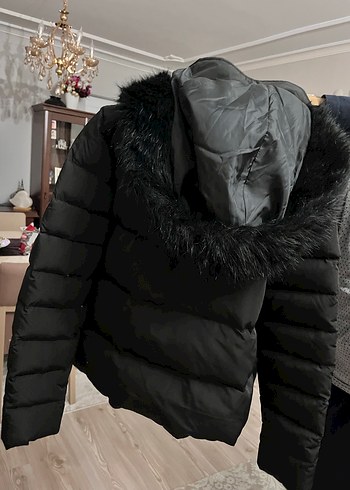 Gri Kadın Kışlık Kürklü Sokak Stili Mont - Görsel 5