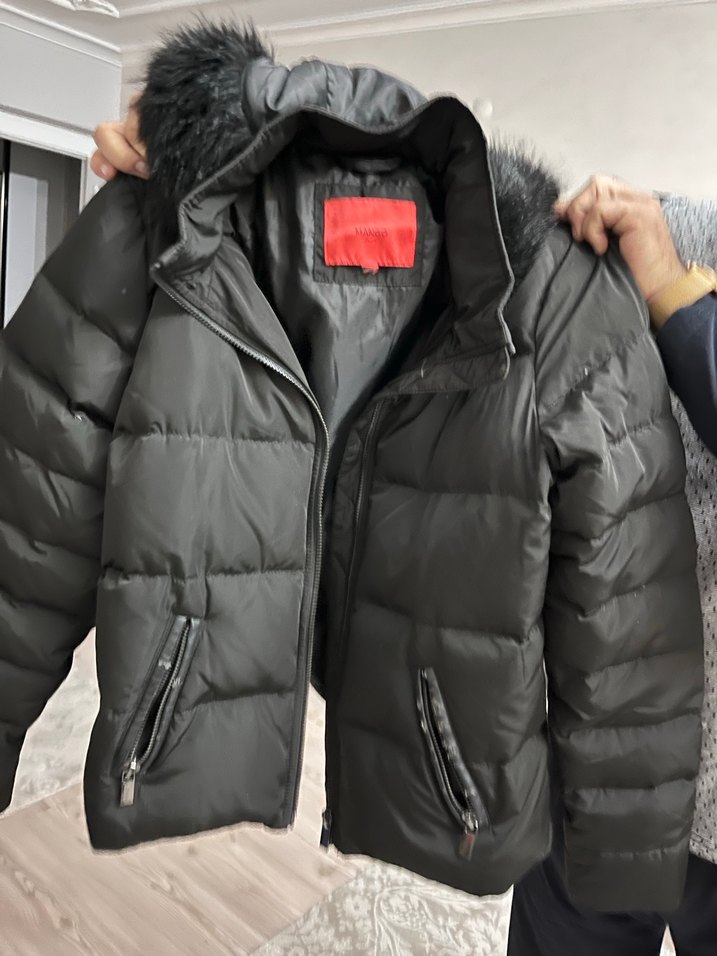 Gri Kadın Kışlık Kürklü Sokak Stili Mont - Görsel 3