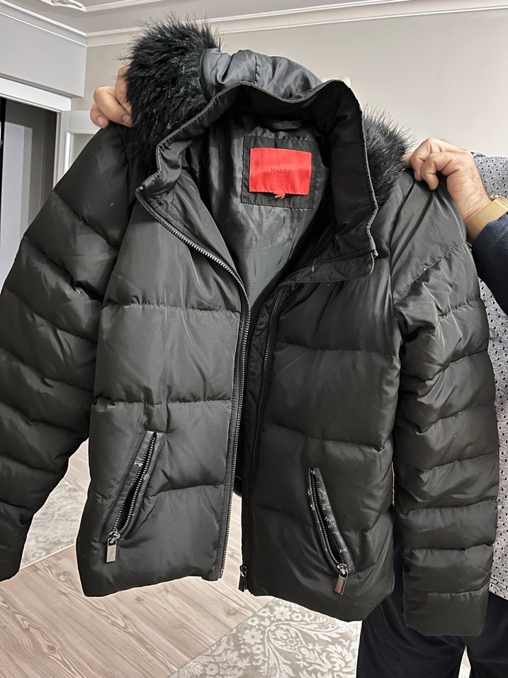 Gri Kadın Kışlık Kürklü Sokak Stili Mont - Görsel 2