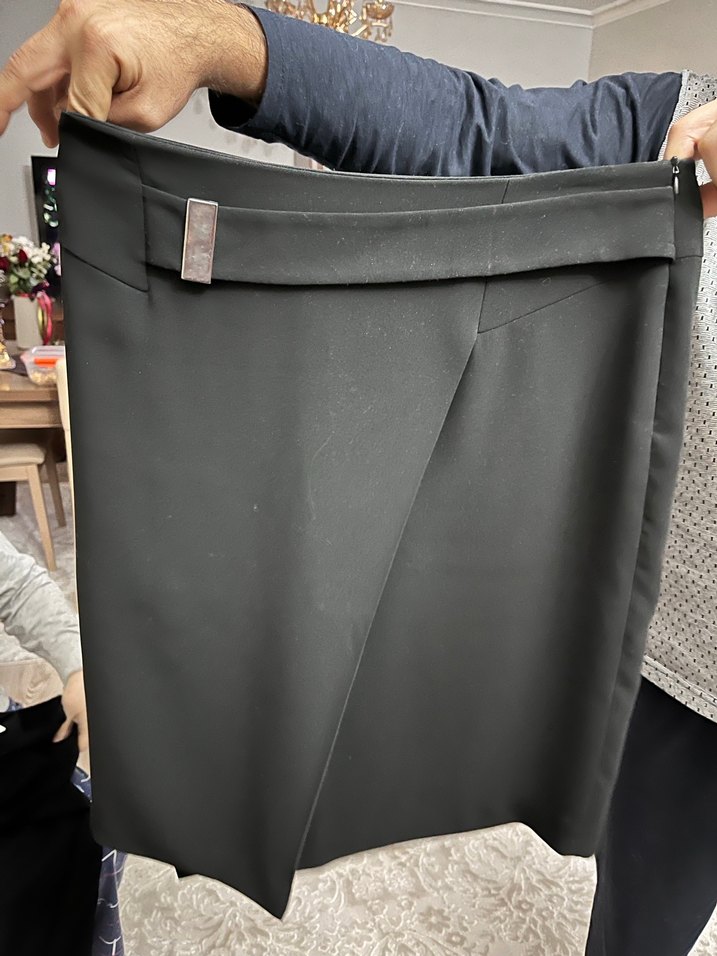 Siyah Kuşaklı Midi Etek - Görsel 2