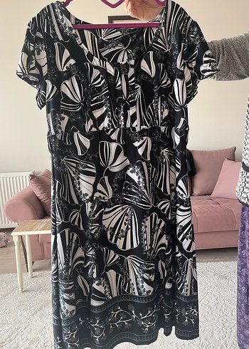 Önü Drapeli Siyah Beyaz Bağlama Desenli Hamile Tunik - Görsel 3