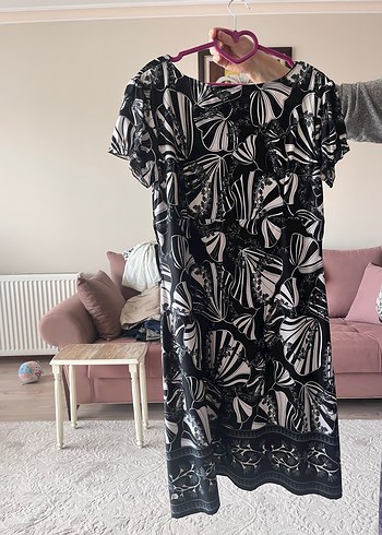 Önü Drapeli Siyah Beyaz Bağlama Desenli Hamile Tunik - Görsel 5