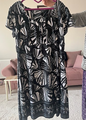 Önü Drapeli Siyah Beyaz Bağlama Desenli Hamile Tunik - Görsel 2