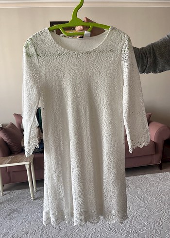 Dantel Bohem Midi Elbise Uzun Kollu - Görsel 5