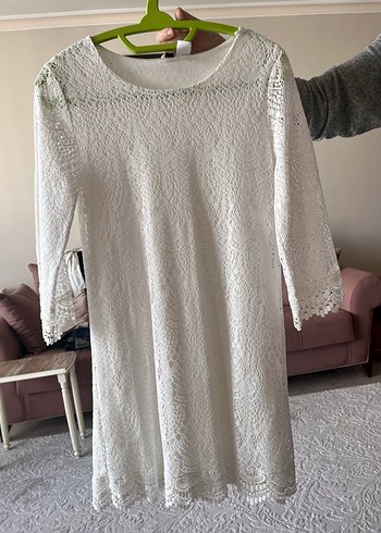 Dantel Bohem Midi Elbise Uzun Kollu - Görsel 2