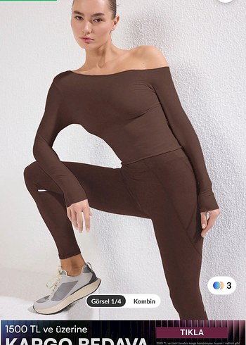 Kahverengi Straplez Uzun Kollu Mini Bluz - Görsel 2