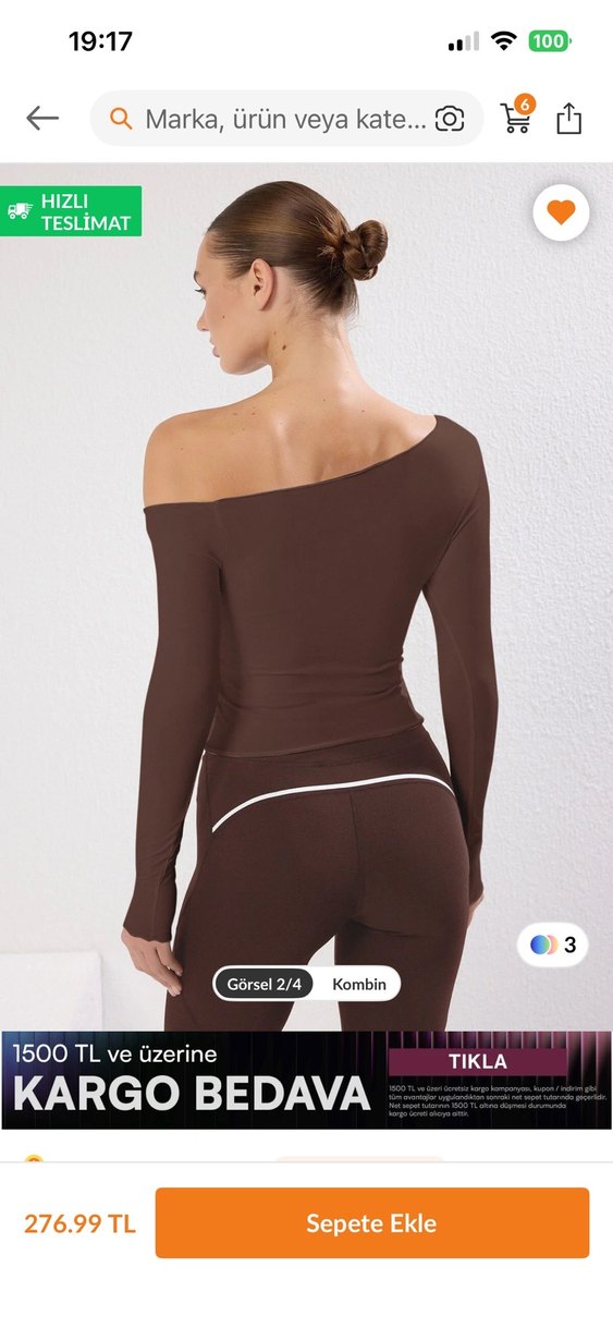 Kahverengi Straplez Uzun Kollu Mini Bluz - Görsel 3