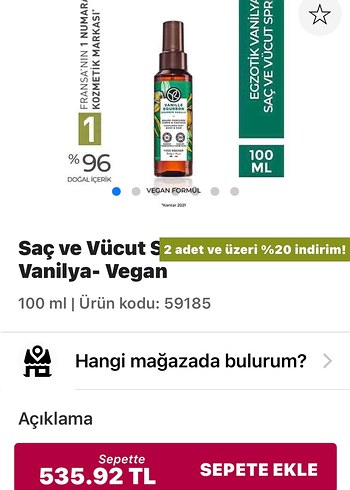 Beden Yves Rocher Vanilya Bourbon saç ve vücut parfümü