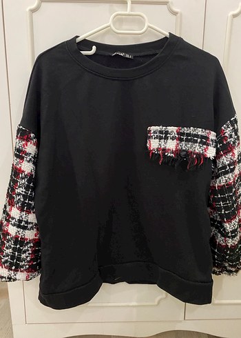 Siyah Salaş Uzun Kollu Kadın Sweatshirt