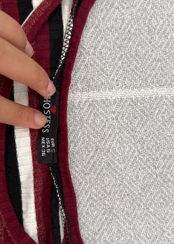 Diğer Bordo Çizgili Kadın Triko Bluz