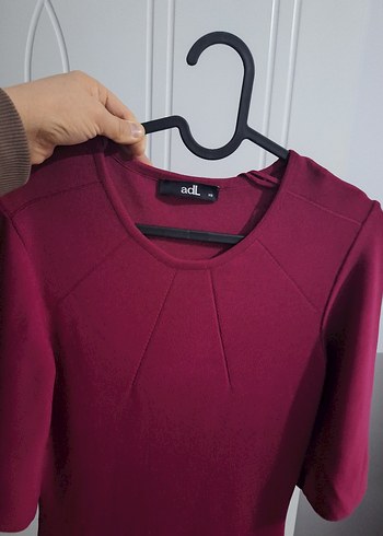 fuşya Midi Kadın Elbise, Kısa Kollu, Vücuda Oturan - Görsel 4