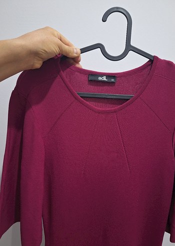 fuşya Midi Kadın Elbise, Kısa Kollu, Vücuda Oturan - Görsel 2