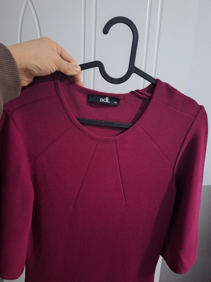 fuşya Midi Kadın Elbise, Kısa Kollu, Vücuda Oturan - Görsel 4